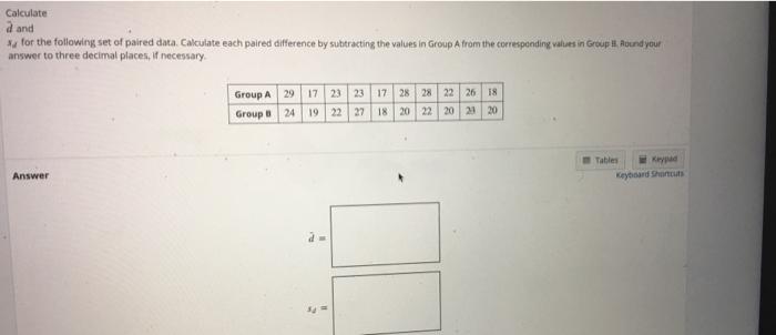 Solved Calculate A And For The Following Set Of Paired Data | Chegg.com