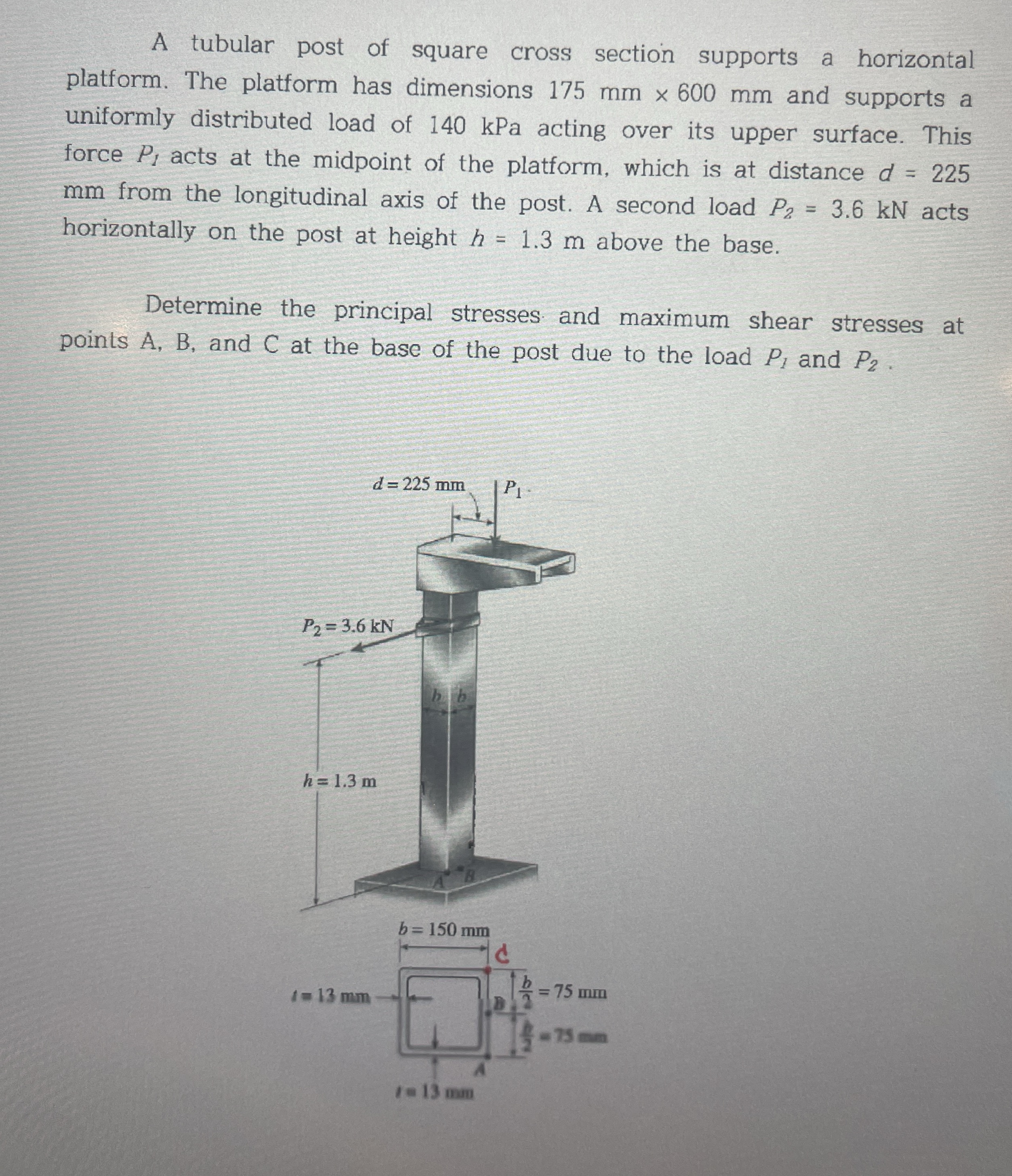 Solved A tubular post of square cross section supports a | Chegg.com