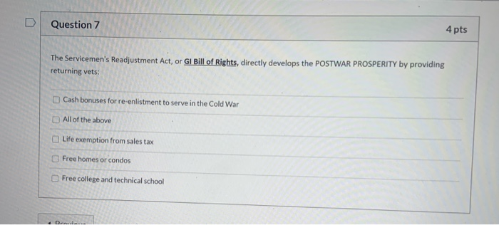 Solved Question 1 4 pts Which of the following was NOT a | Chegg.com