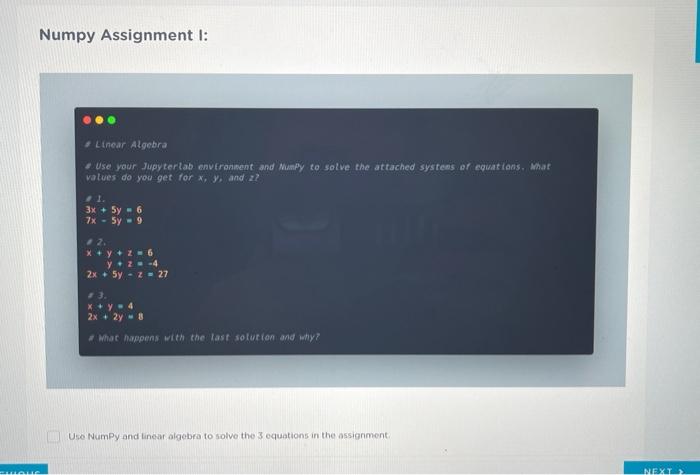 numpy assignment problem