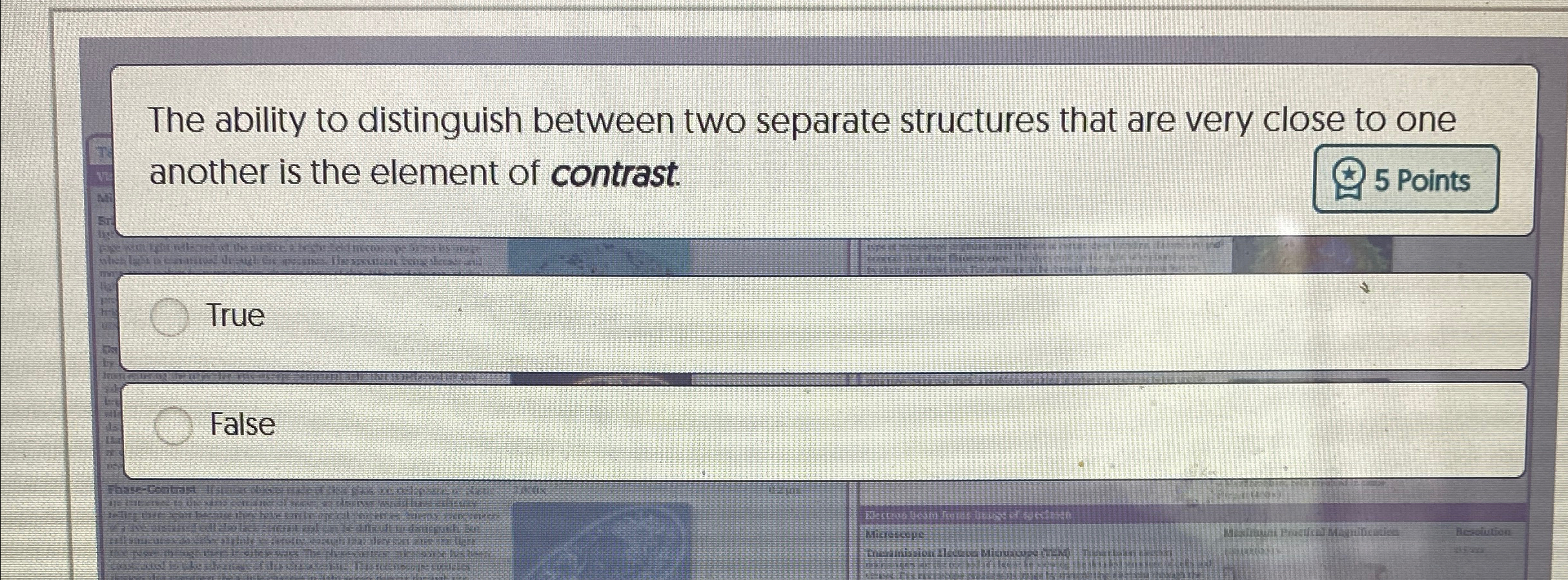 Solved The ability to distinguish between two separate | Chegg.com