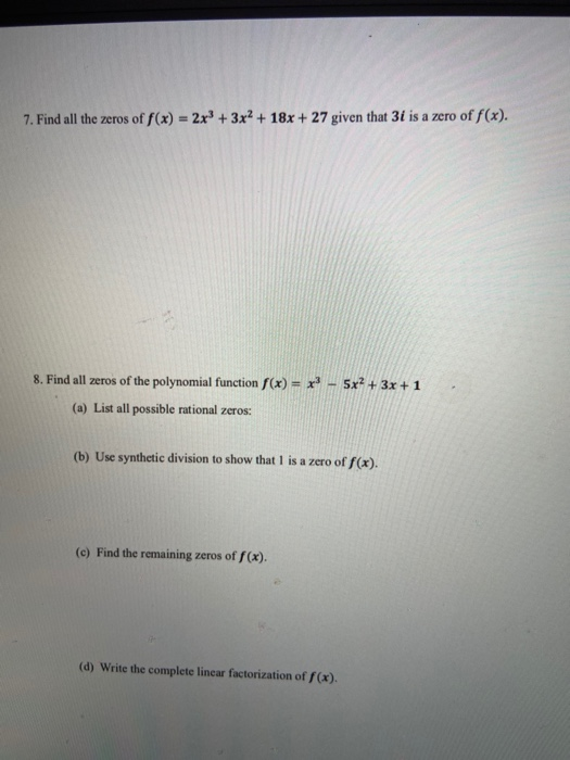 p x )= 2x 3 3x 2 18x 27 zeros
