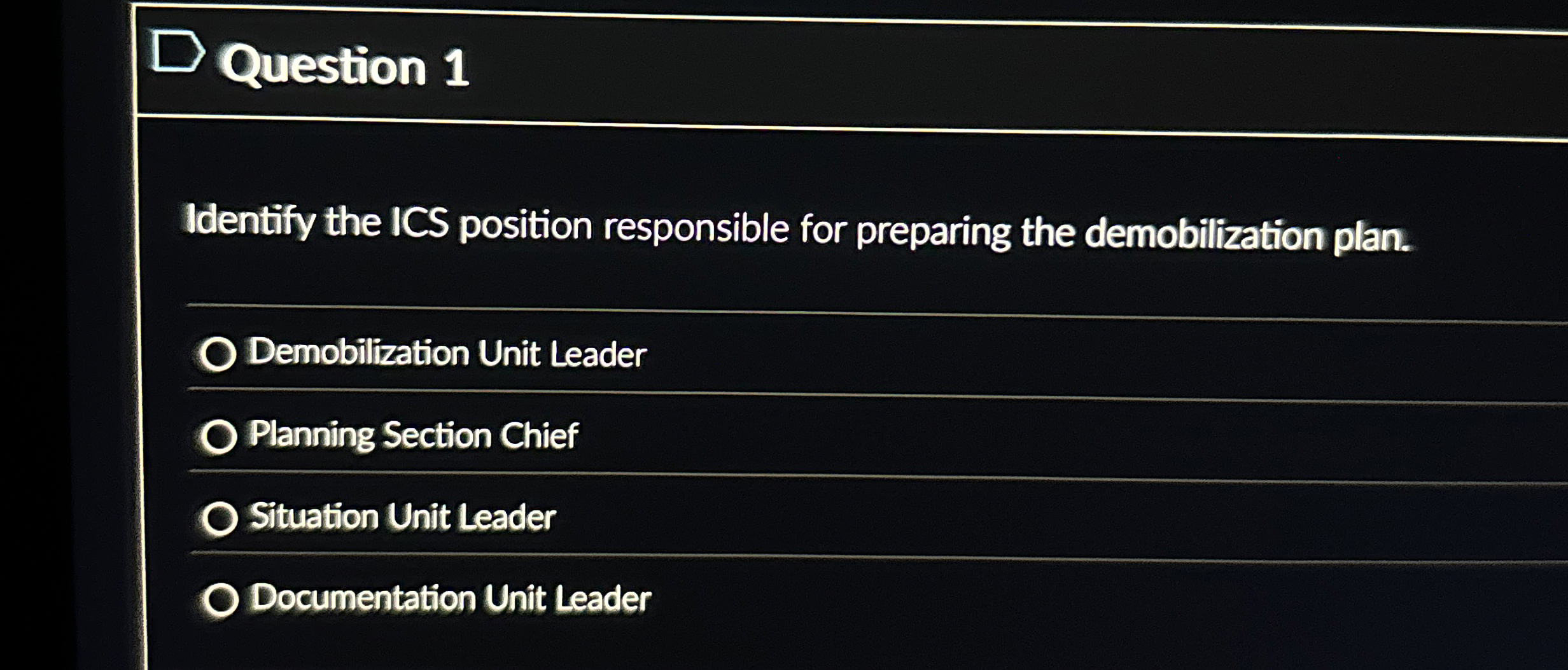 Solved DQuestion 1Identify the ICS position responsible for | Chegg.com