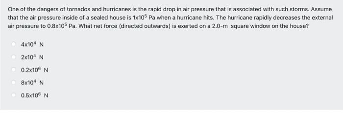 Solved One Of The Dangers Of Tornados And Hurricanes Is The | Chegg.com