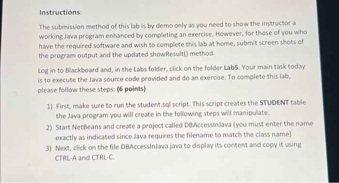 Solved Instructions: The submission method of this lab is by | Chegg.com
