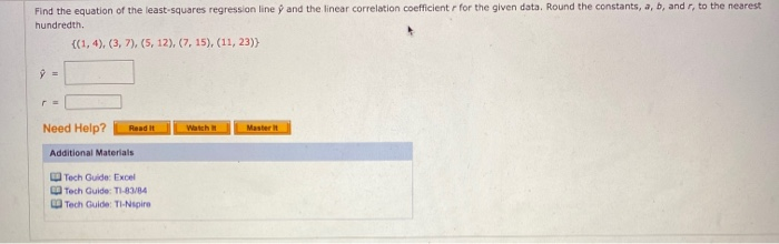 Solved Find the equation of the least squares regression | Chegg.com