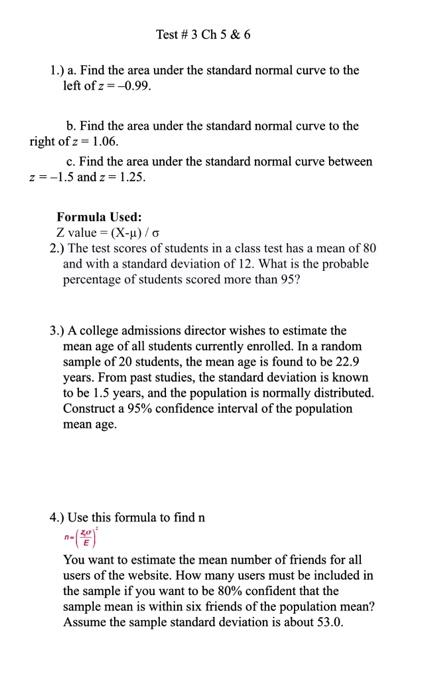 Solved 1.) a. Find the area under the standard normal curve | Chegg.com