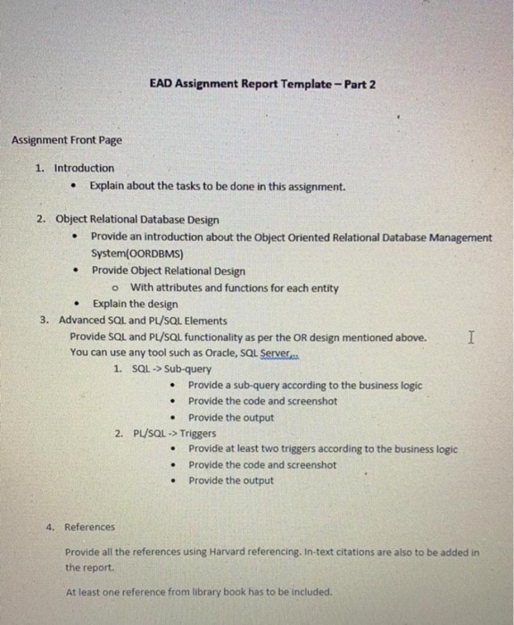 EAD Assignment Report Template - Part 2 Assignment | Chegg.com