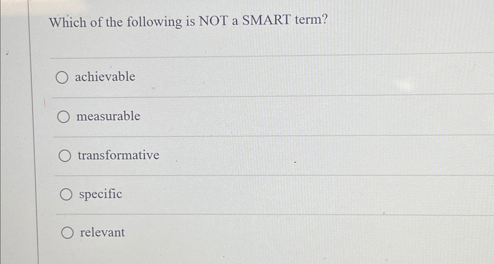 Solved Which of the following is NOT a SMART | Chegg.com