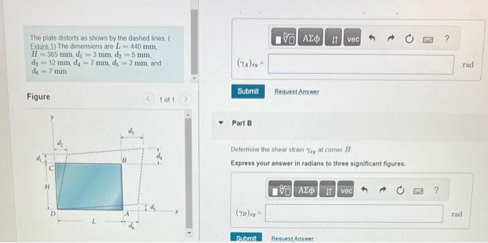 Solved The Plate Distorts As Shown By The Dashed Lines: ( | Chegg.com