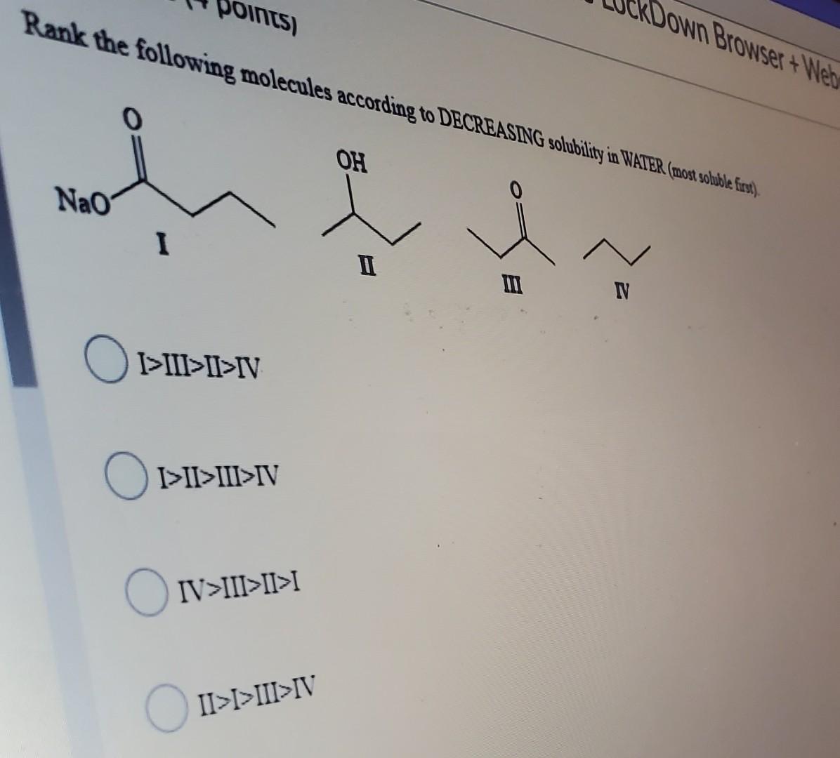 Solved Rank the following molecules according to DECREASING | Chegg.com