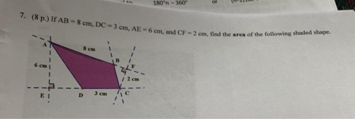 Solved 180 360 Of 7 8 P It Ab 8 Cm Dc 3 Cm Ae Chegg Com