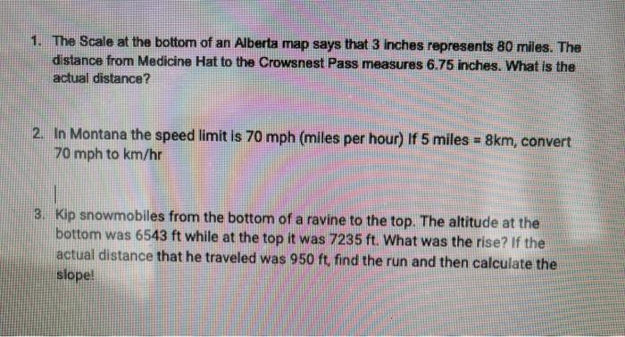 Solved 1. The Scale at the bottom of an Alberta map says Chegg