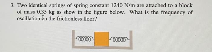 Solved 3. Two identical springs of spring constant 1240 N/m | Chegg.com