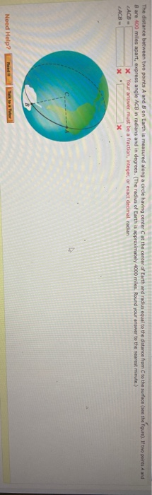 Solved The distance between two points A and B on Earth is | Chegg.com