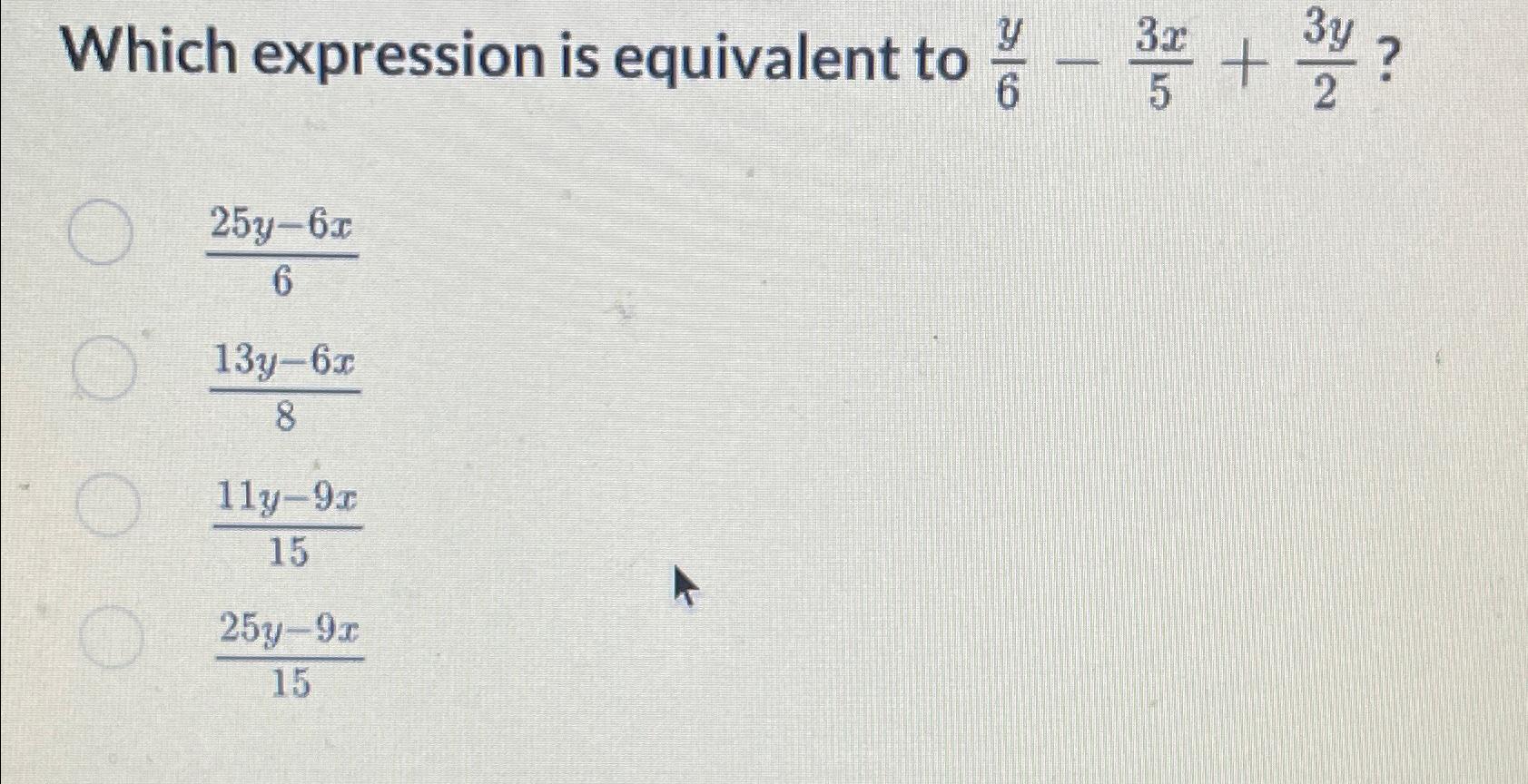 Solved Which expression is equivalent to | Chegg.com