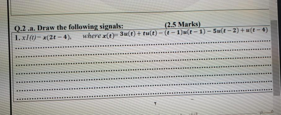Solved Q.2 .a. Draw the following signals: (2.5 Marks) 1. | Chegg.com