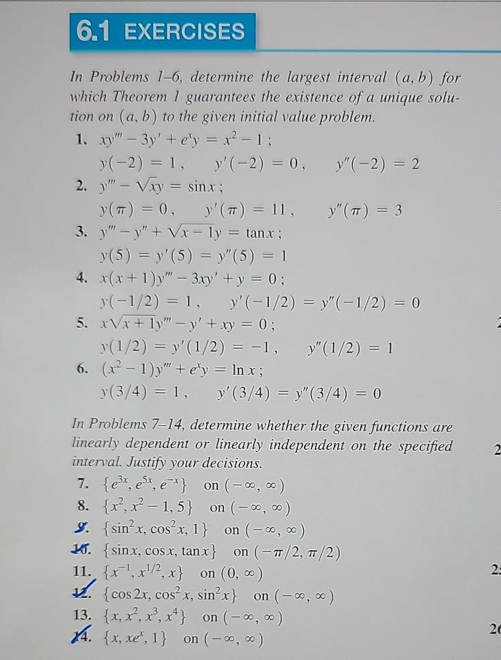 Solved 6.1 EXERCISES = = = = In Problems 1-6, Determine The | Chegg.com