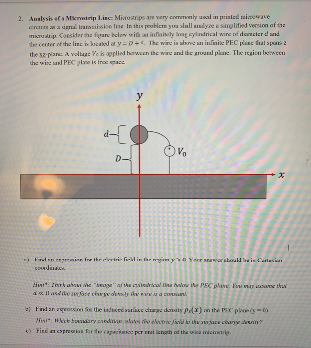 2. Analysis of a Microstrip Line: Microstrips are | Chegg.com