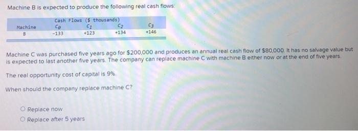 Solved Machine B Is Expected To Produce The Following Real | Chegg.com