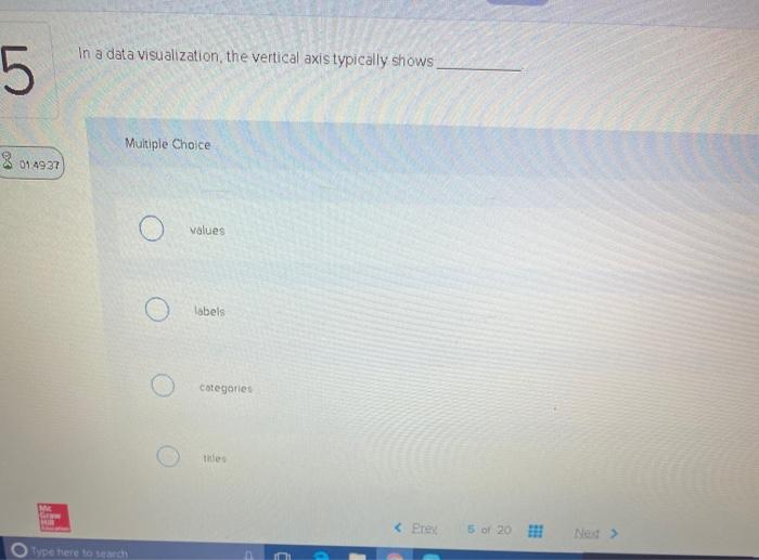 Solved In a data visualization, the vertical axis typically  Chegg.com
