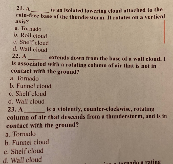 Solved 21. A is an isolated lowering cloud attached to the | Chegg.com