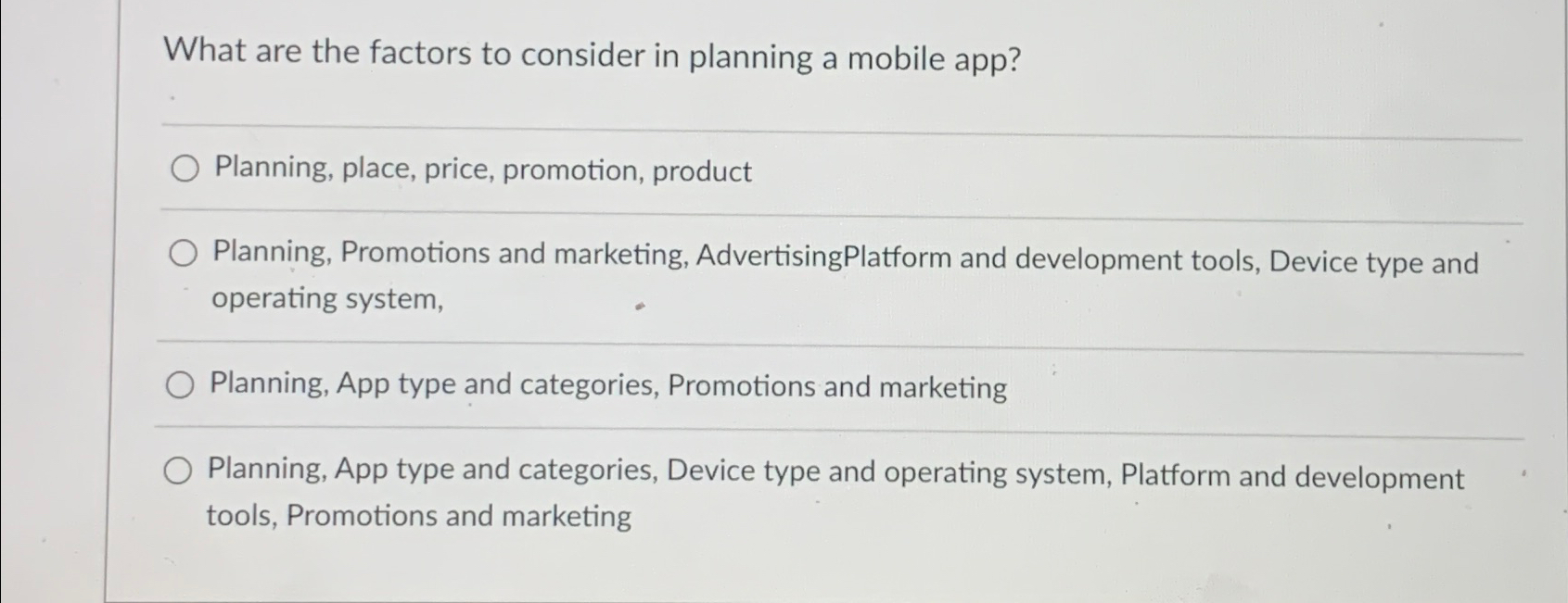 Solved What are the factors to consider in planning a mobile | Chegg.com