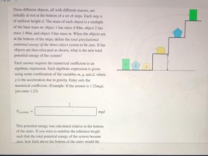 Solved Three different objects, all with different masses, | Chegg.com