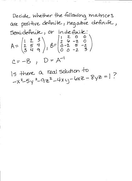 Solved Decide Whether The Following Matrices Are Positive | Chegg.com