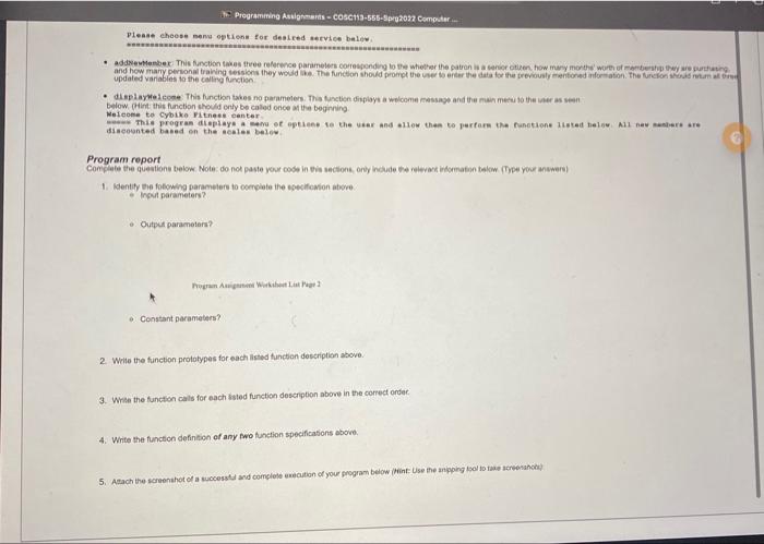 Programming Assignment2 Problem specification: | Chegg.com