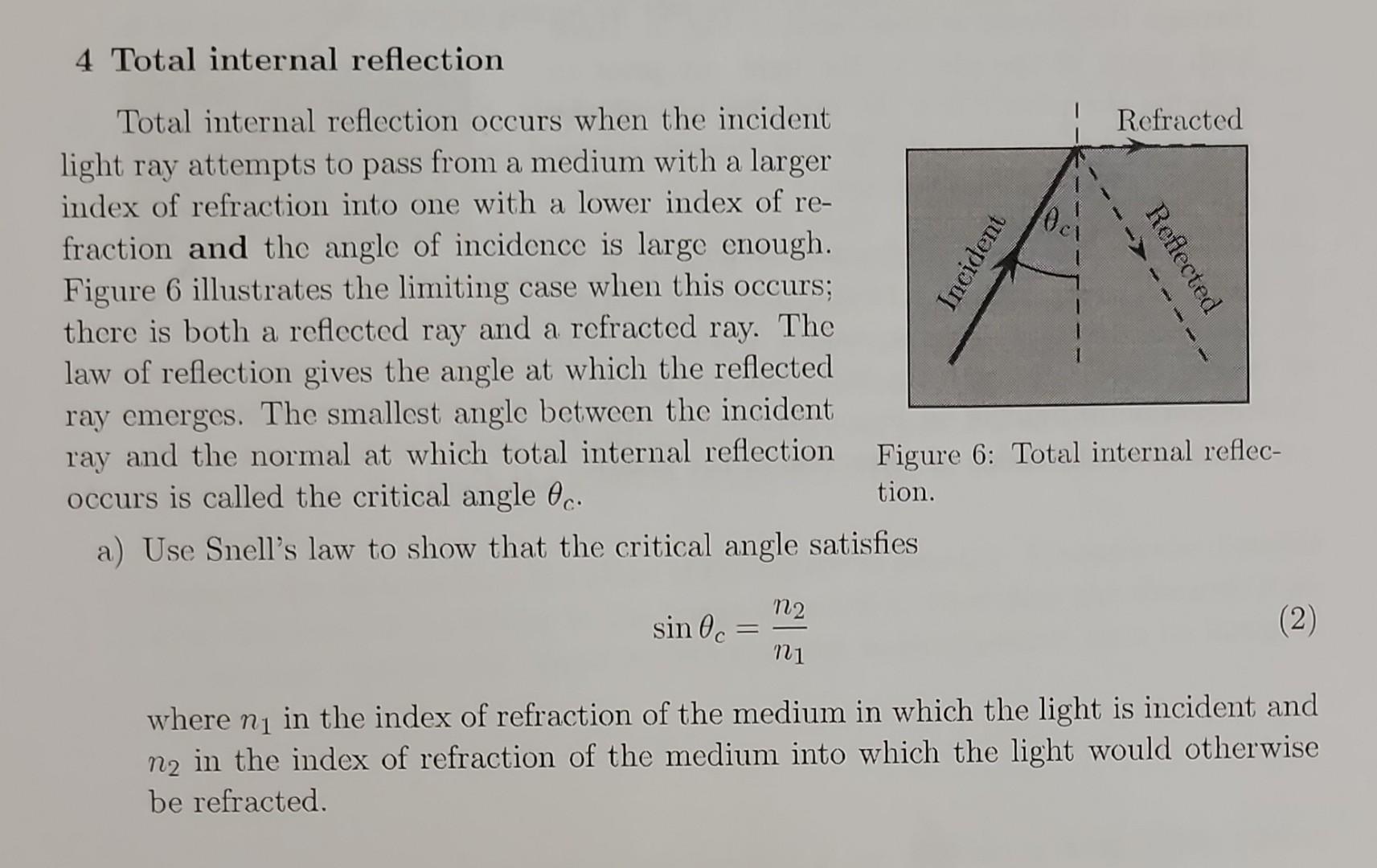 total internal reflection occurs when light waves