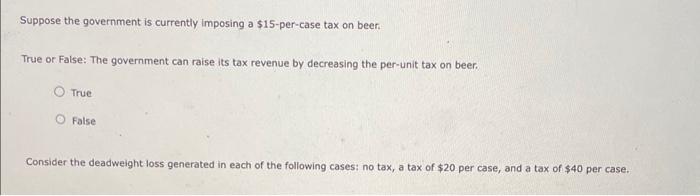 Solved Government-imposed Taxes Cause Reductions In The | Chegg.com