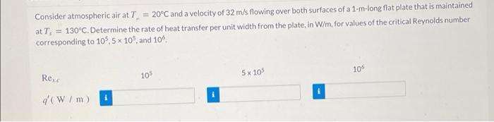 Solved Consider atmospheric air at T = 20°C and a velocity | Chegg.com