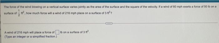 Solved The force of the wind blowing on a vertical surface | Chegg.com