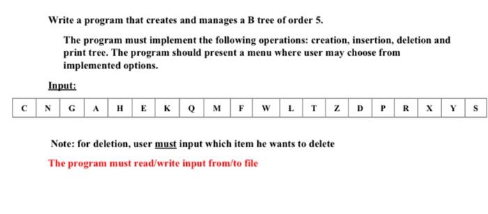 Solved Write A Program That Creates And Manages A B Tree Of | Chegg.com