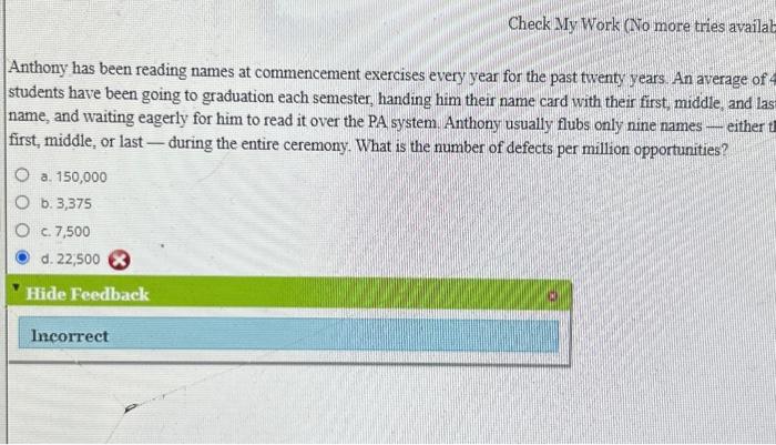 Solved Anthony Has Been Reading Names At Commencement | Chegg.com