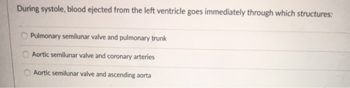 Solved During systole, blood ejected from the left ventricle | Chegg.com
