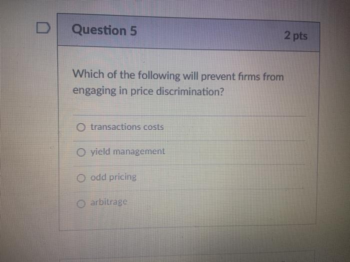 Solved Question 5 2 pts Which of the following will prevent | Chegg.com