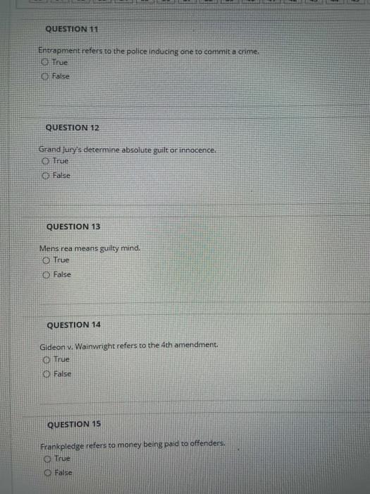Solved QUESTION 11 Entrapment refers to the police inducing | Chegg.com