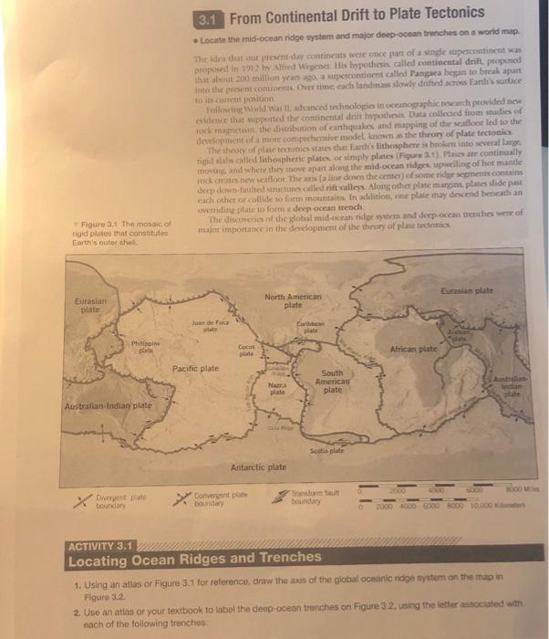 Solved 3.1 From Continental Drift to Plate Tectonics Locate | Chegg.com