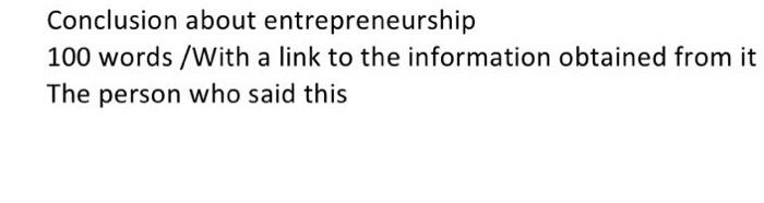 conclusion for entrepreneurship assignment