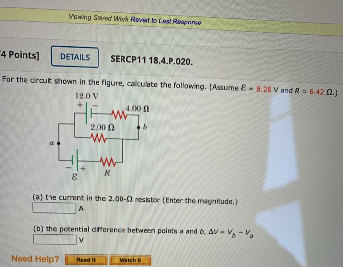 Solved For The Circuit Shown In The Figure, Calculate The | Chegg.com