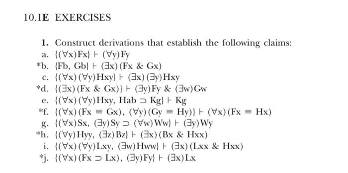 Solved 10.1E EXERCISES 1. Construct Derivations That | Chegg.com