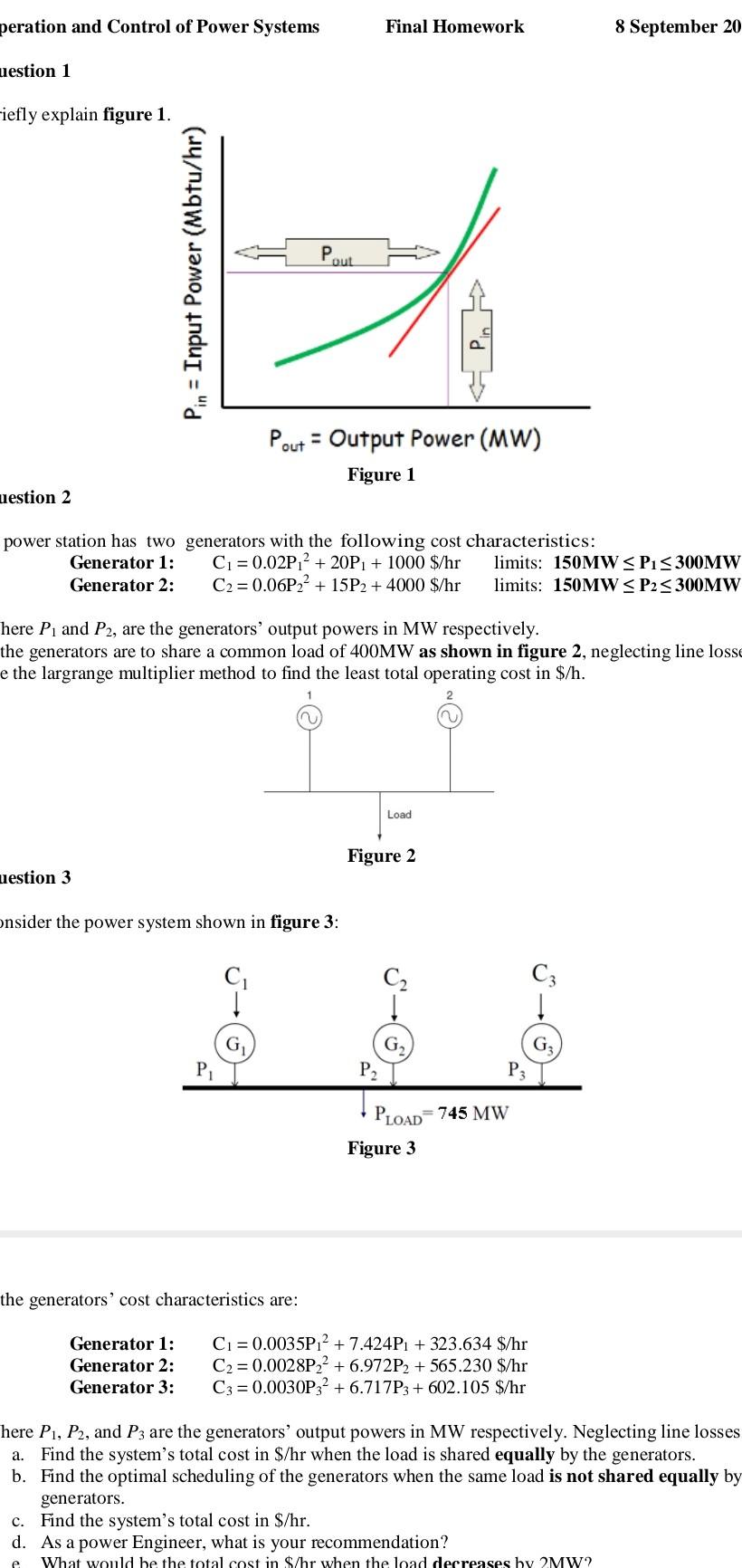 Solved peration and Control of Power Systems Final Homework | Chegg.com