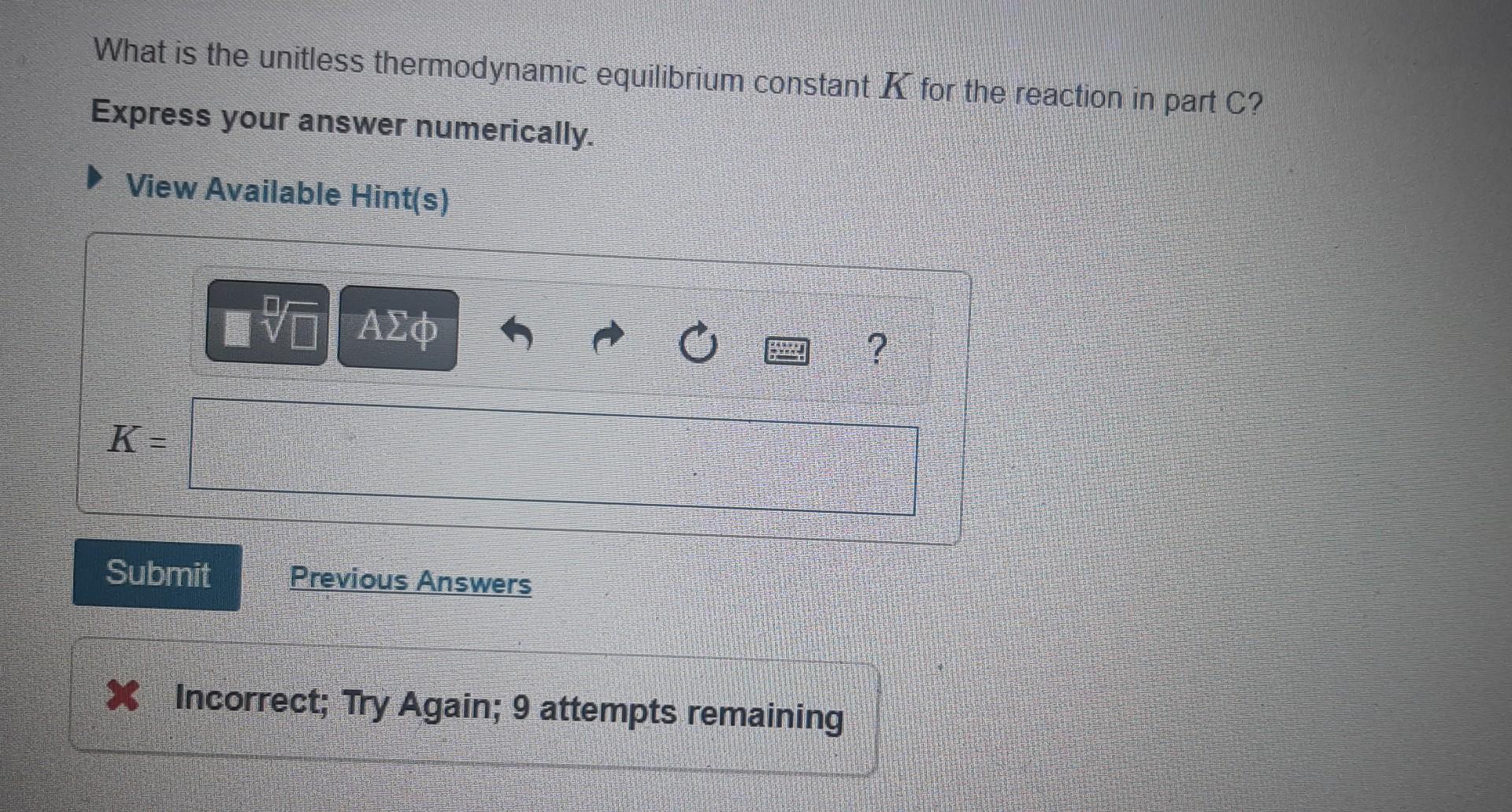 Solved What is the unitless thermodynamic equilibrium