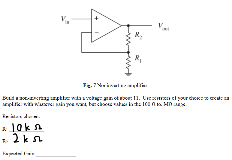 Solved Fig 7 ﻿noninverting Amplifier Build A Non Inverting