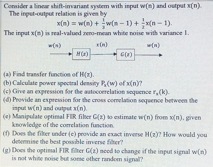 Consider a linear shiftinvariant system with input