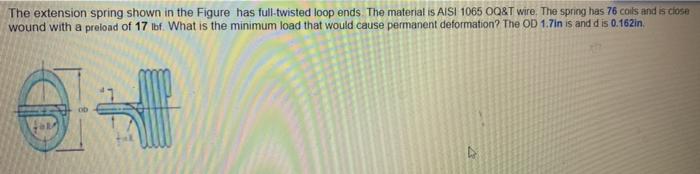 Solved The extension spring shown in the Figure has | Chegg.com