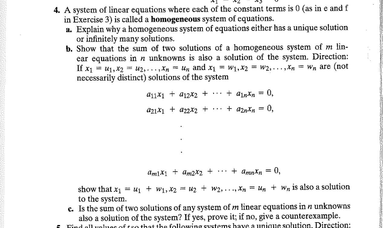 Solved 4. A system of linear equations where each of the | Chegg.com