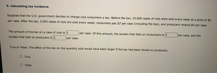 Solved 5. Calculating tax incidence Suppose that the U.S. | Chegg.com